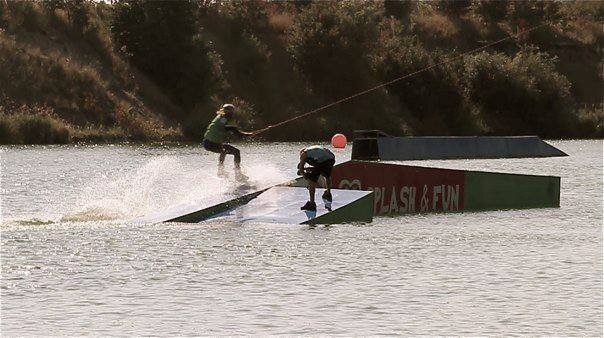 Wakeboarder on a rail
