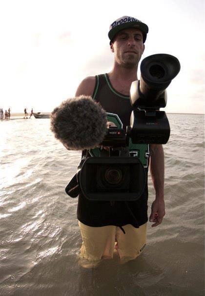 Sound recordist in the water