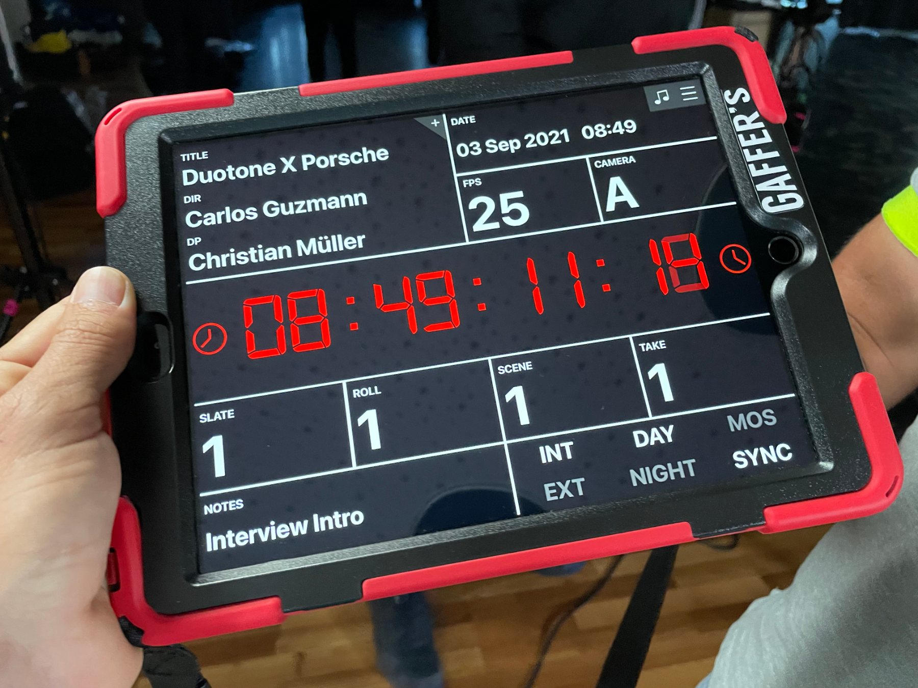 Digital slate on the Duotone x Porsche shoot